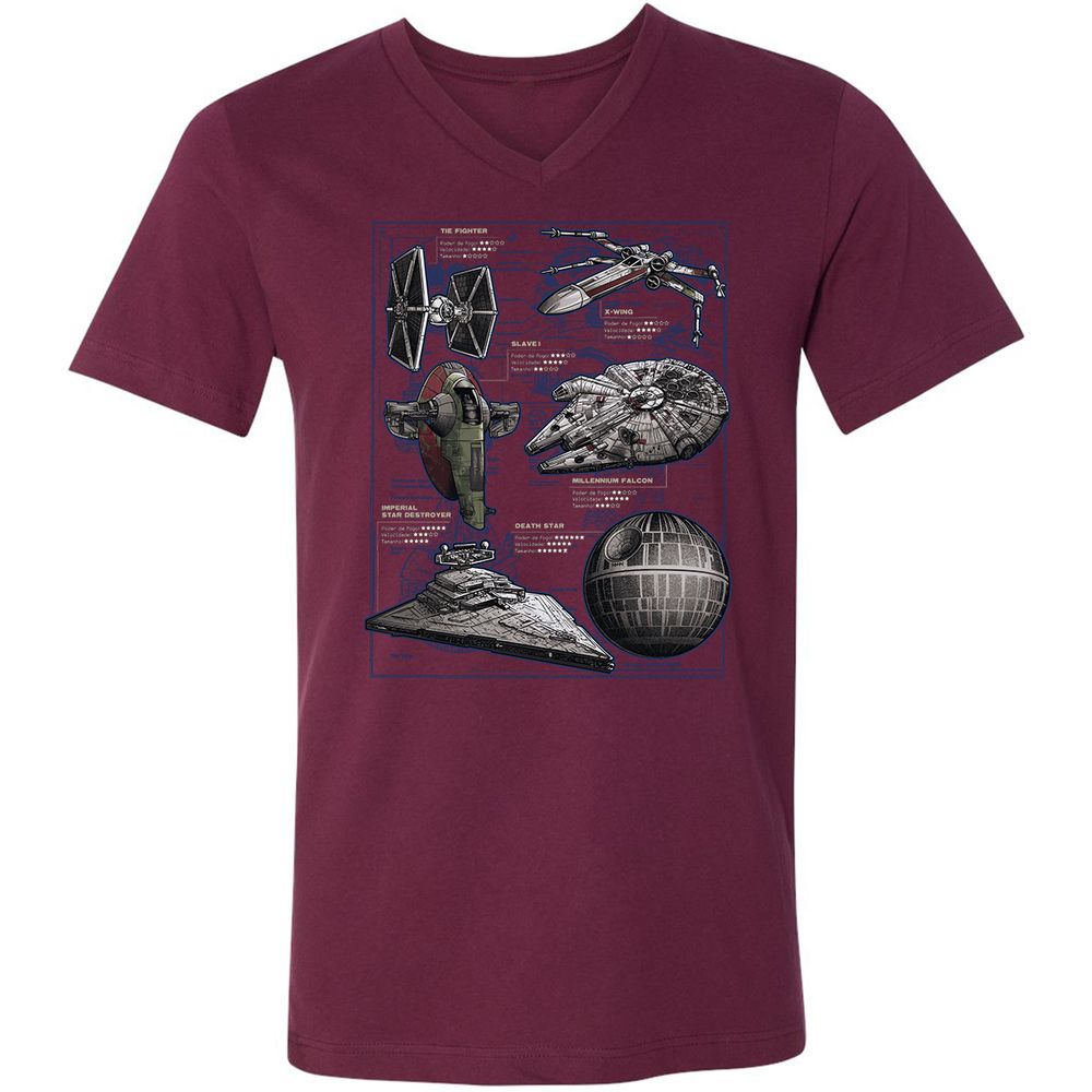 Unisex V-Neck T-Shirt - GXNBCA89 - Maroon - 6