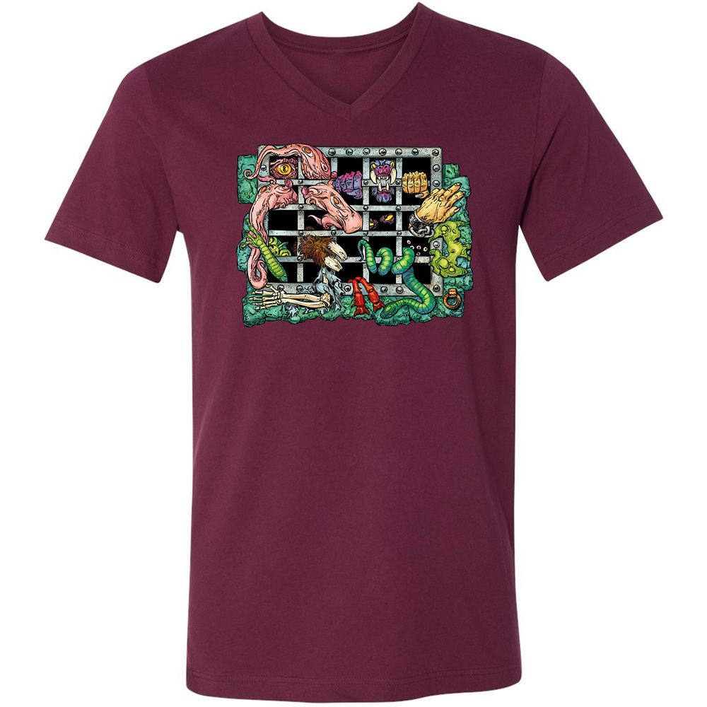 Unisex V-Neck T-Shirt - AGU3Q67Q - Maroon - 6