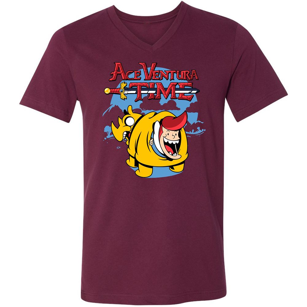 Unisex V-Neck T-Shirt - 4QXXE54P - Maroon - 6