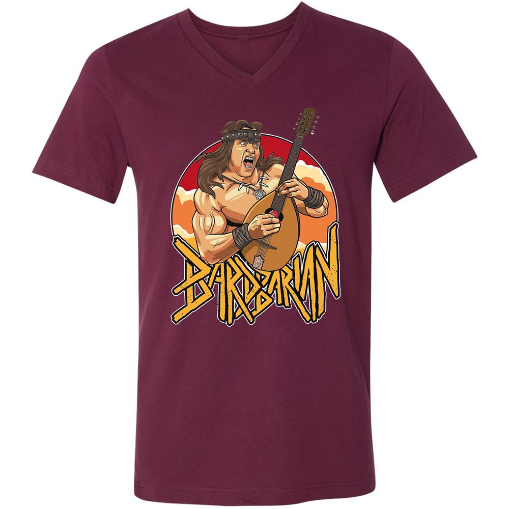 Unisex V-Neck T-Shirt - CMHRVR92 - Maroon - 6
