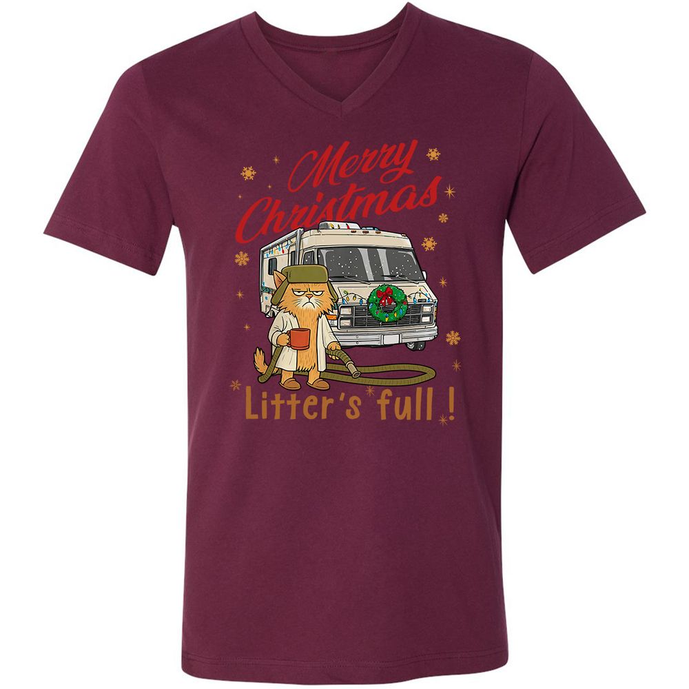 Unisex V-Neck T-Shirt - Z4LXAFQY - Maroon - 6