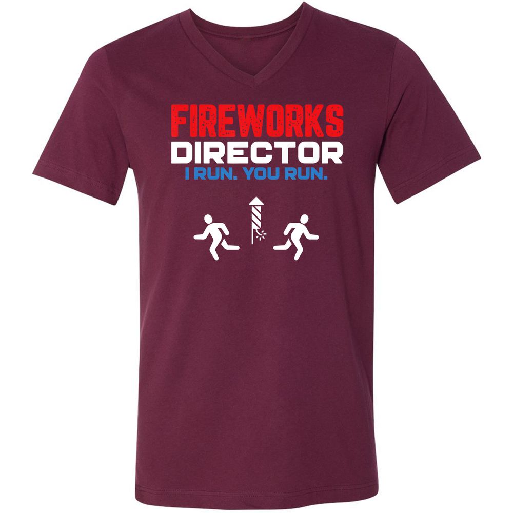 Unisex V-Neck T-Shirt - 4EYK2BYB - Maroon - 6