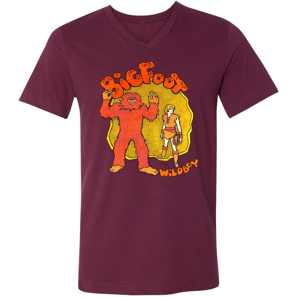Unisex V-Neck T-Shirt - UPVK9KW6 - Maroon - 6