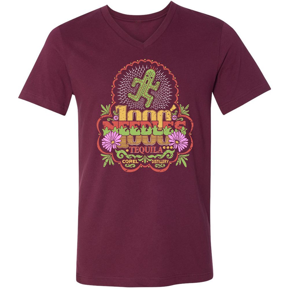 Unisex V-Neck T-Shirt - P3GC83UP - Maroon - 6