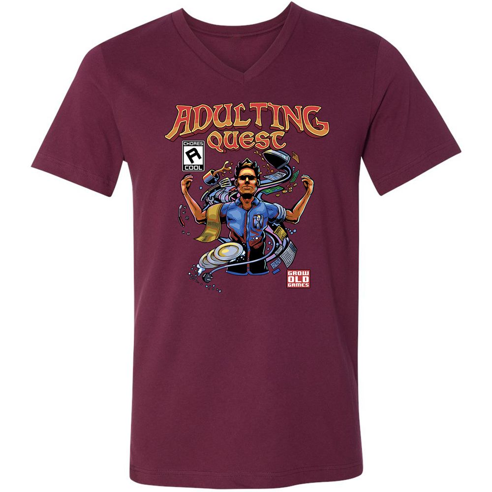Unisex V-Neck T-Shirt - YJALKNAP - Maroon - 6