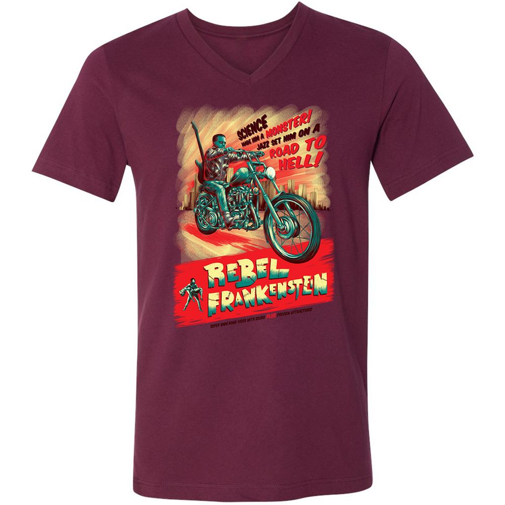 Unisex V-Neck T-Shirt - HRCUGJ5P - Maroon - 6