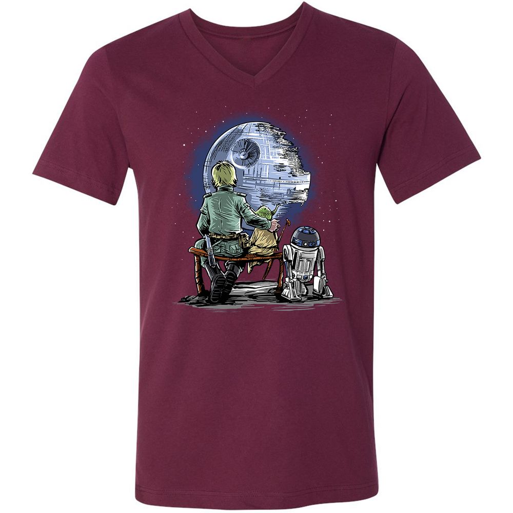 Unisex V-Neck T-Shirt - 45TLWXRT - Maroon - 6