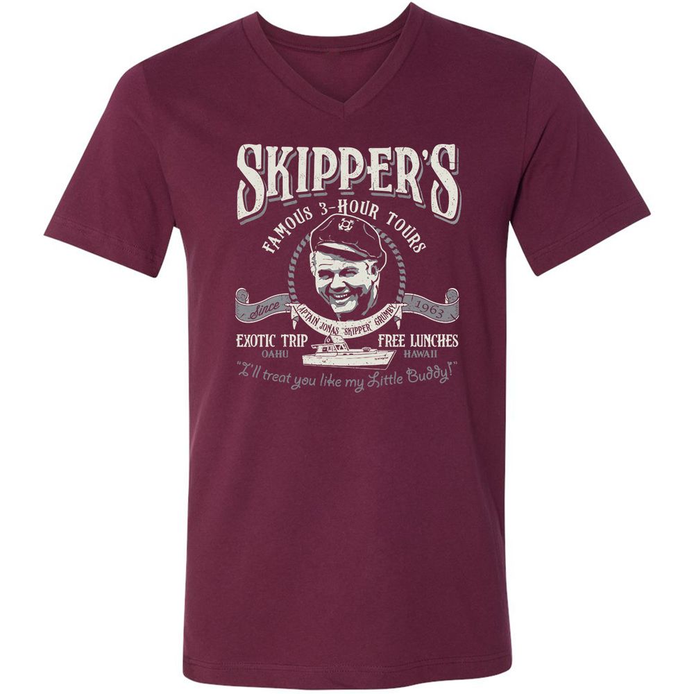 Unisex V-Neck T-Shirt - J5RN1BFE - Maroon - 6