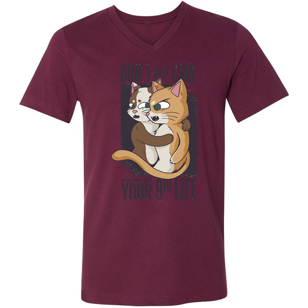 Unisex V-Neck T-Shirt - 3AKDQA6D - Maroon - 6