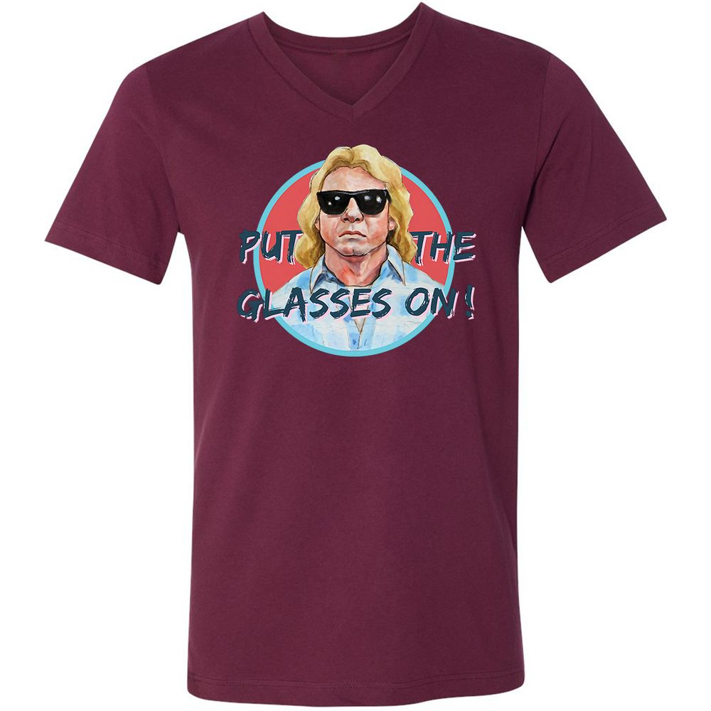 Unisex V-Neck T-Shirt - KWAY1NN6 - Maroon - 6