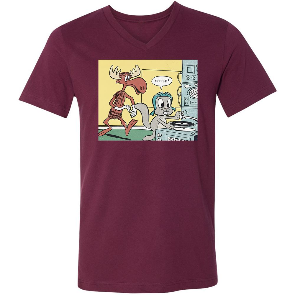 Unisex V-Neck T-Shirt - WCEEEAD6 - Maroon - 6
