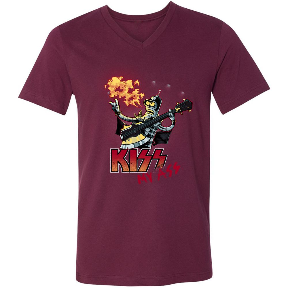 Unisex V-Neck T-Shirt - 385QWLQB - Maroon - 6