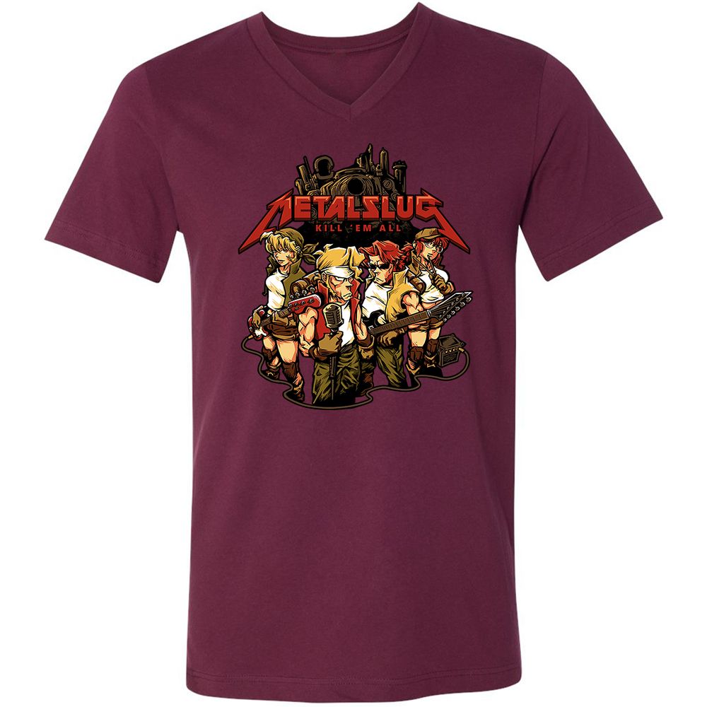 Unisex V-Neck T-Shirt - 9J1E4TKR - Maroon - 6