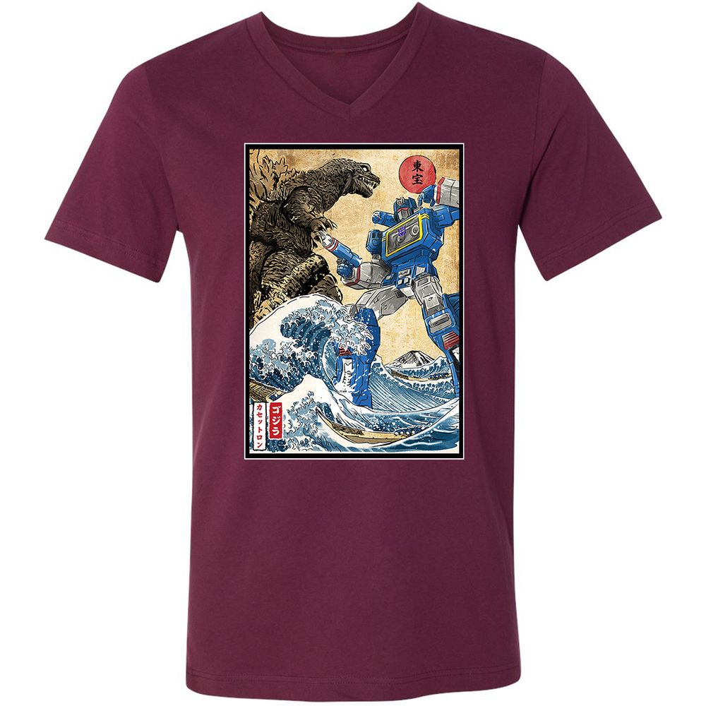 Unisex V-Neck T-Shirt - R58T1AH8 - Maroon - 6