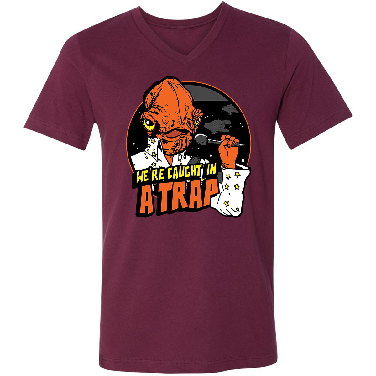 Unisex V-Neck T-Shirt - QXH12TQ2 - Maroon - 6