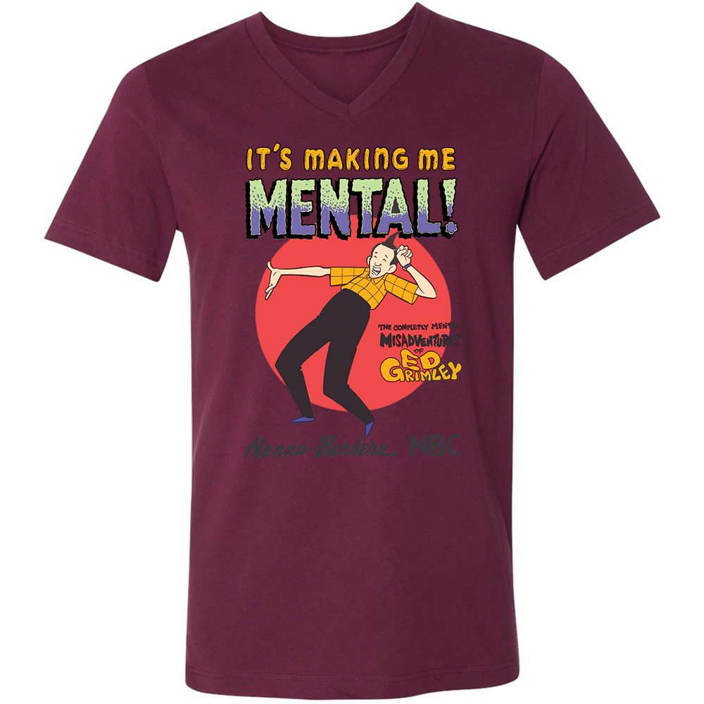 Unisex V-Neck T-Shirt - 4CDQ3YKK - Maroon - 6