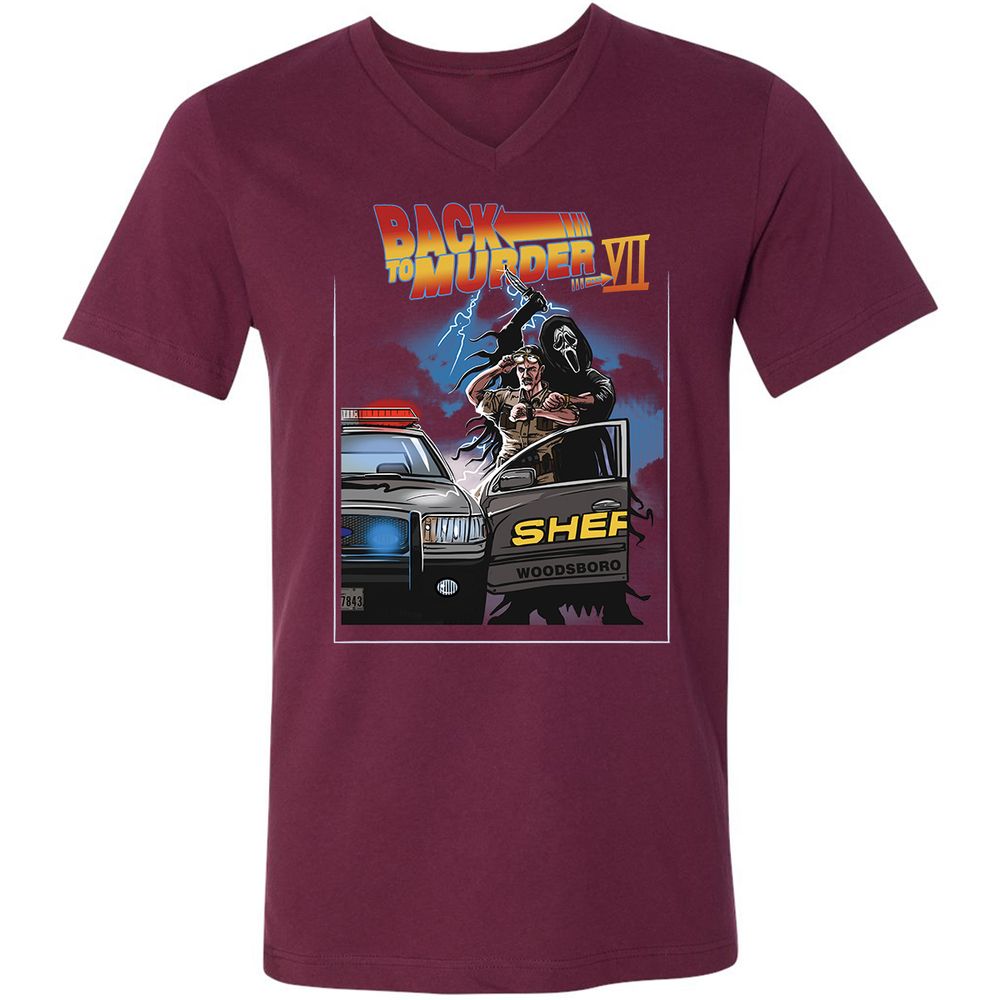 Unisex V-Neck T-Shirt - 7LE4TGQF - Maroon - 6