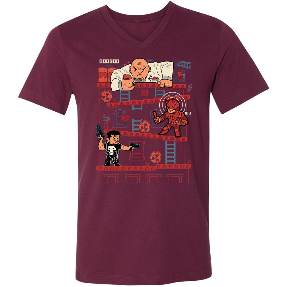Unisex V-Neck T-Shirt - QRQEMEHK - Maroon - 6
