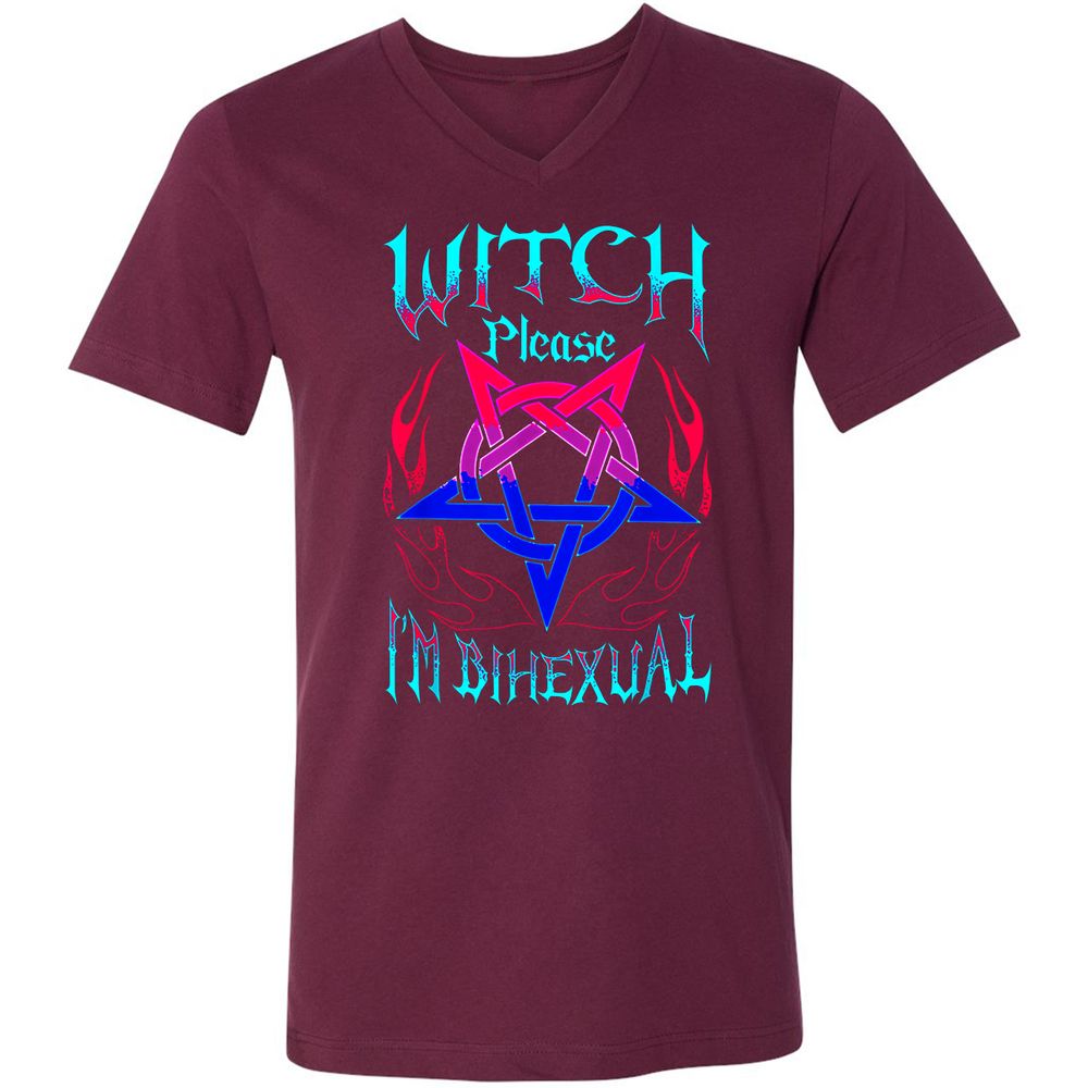 Unisex V-Neck T-Shirt - FRX93FB3 - Maroon - 6