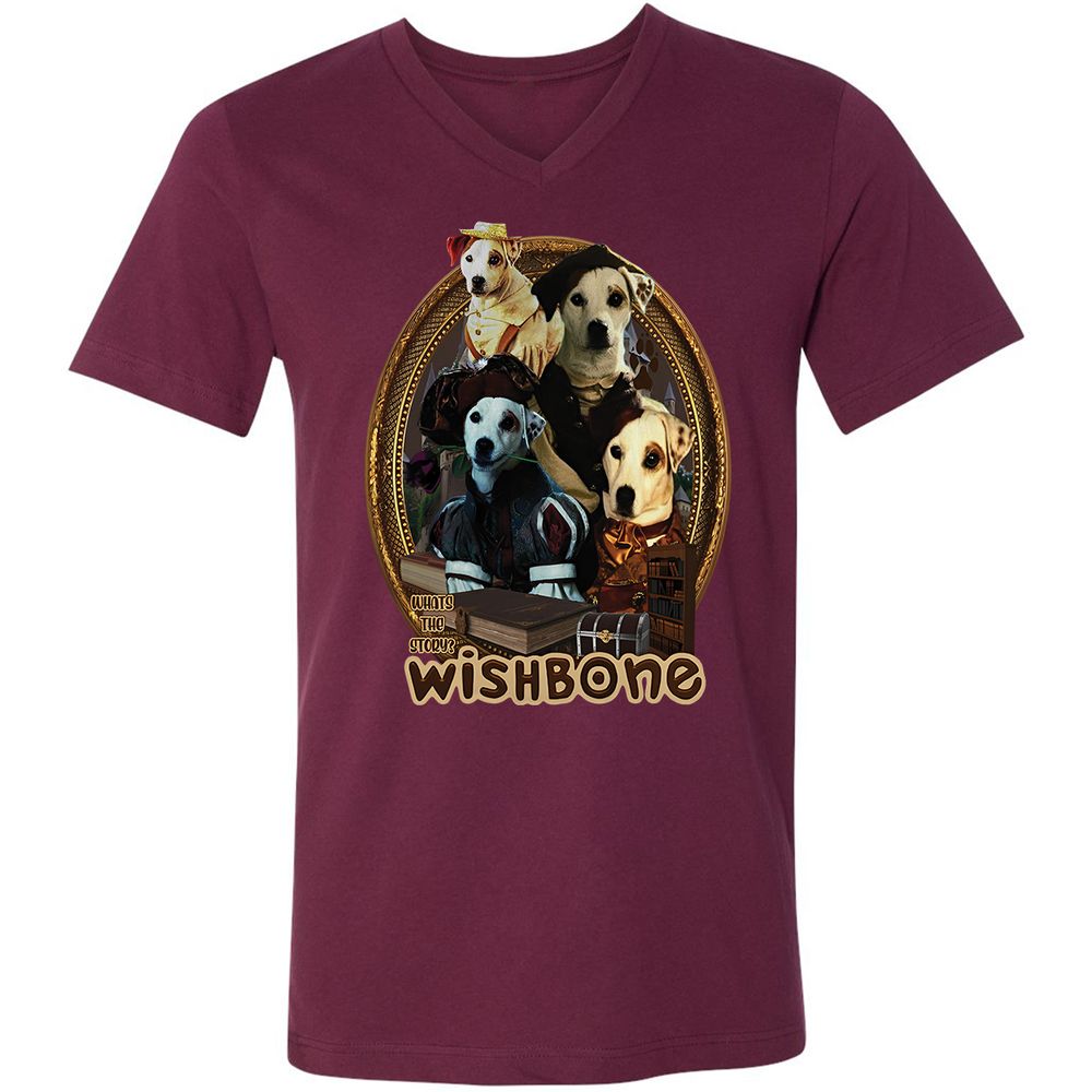 Unisex V-Neck T-Shirt - T66K7YGX - Maroon - 6