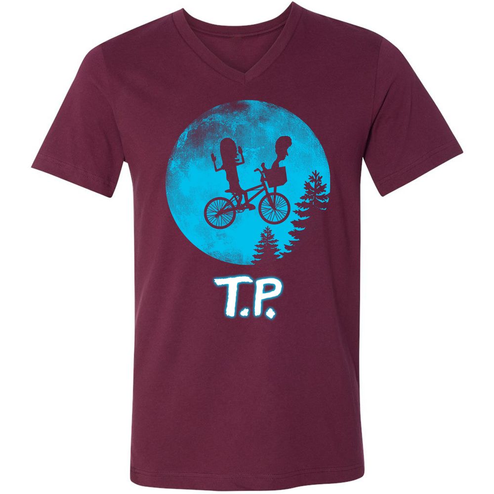 Unisex V-Neck T-Shirt - L9NZK168 - Maroon - 6