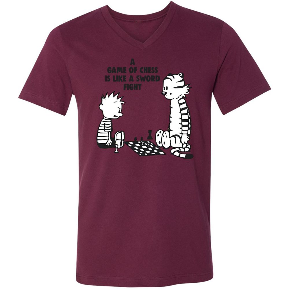 Unisex V-Neck T-Shirt - 7CKZX5JC - Maroon - 6