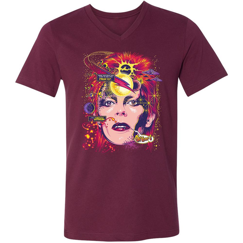 Unisex V-Neck T-Shirt - GLHNL2MK - Maroon - 6