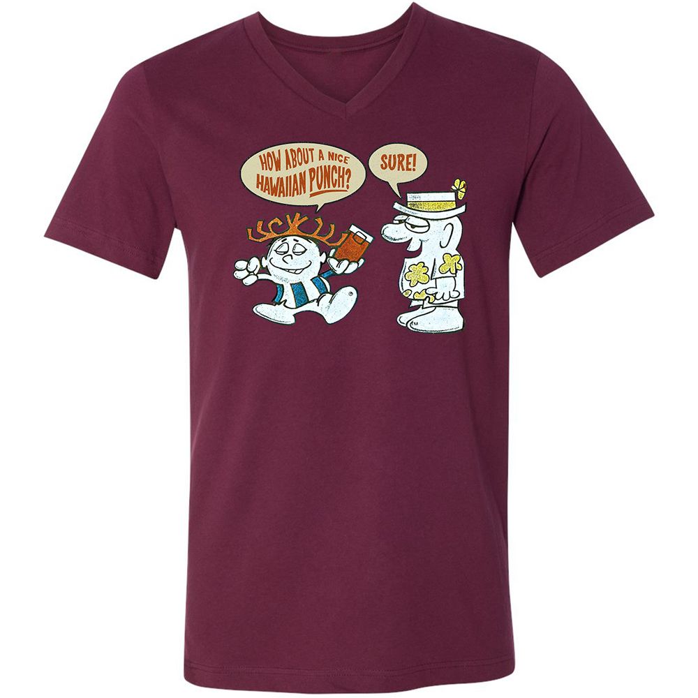 Unisex V-Neck T-Shirt - 1EMZ4HRK - Maroon - 6
