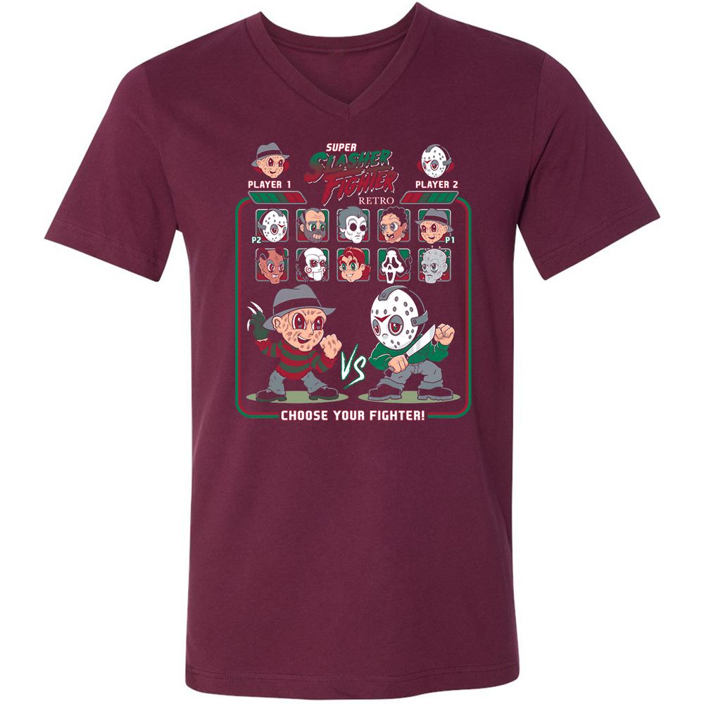 Unisex V-Neck T-Shirt - 73X137DC - Maroon - 6