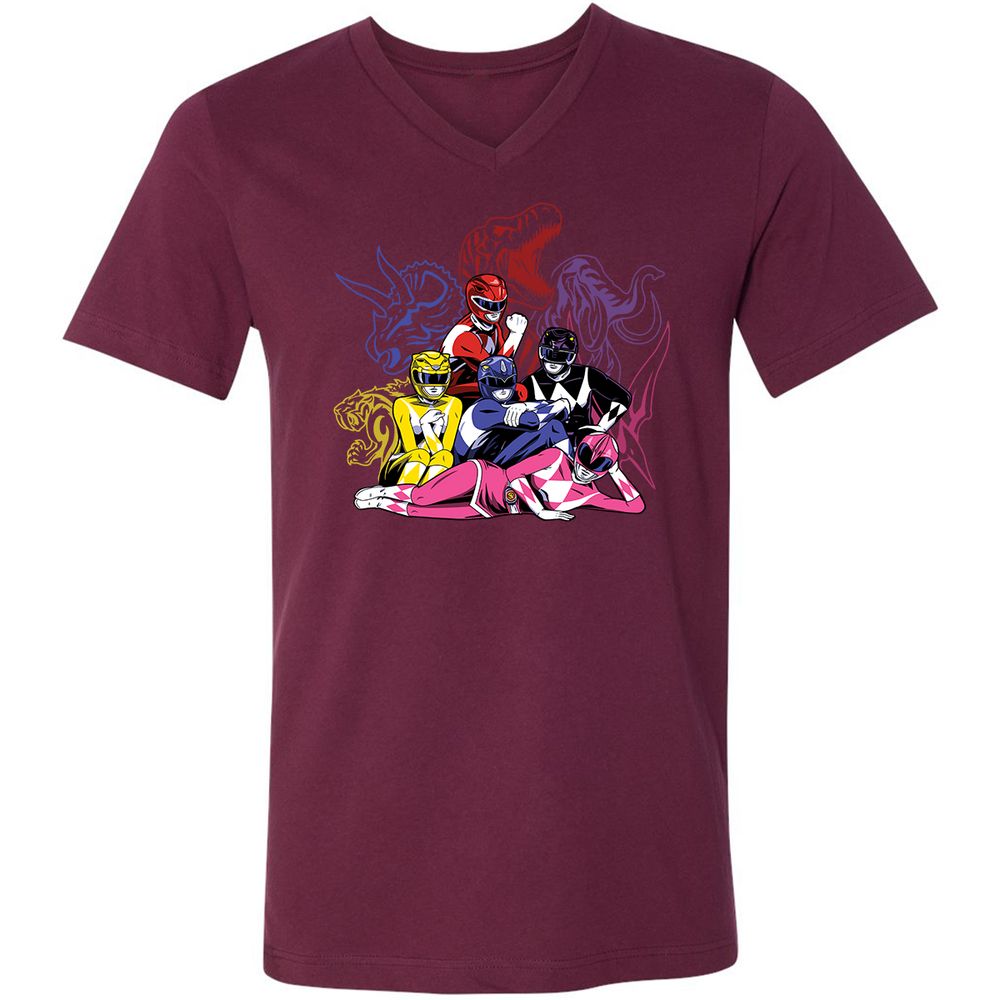 Unisex V-Neck T-Shirt - QYUWJPCK - Maroon - 6