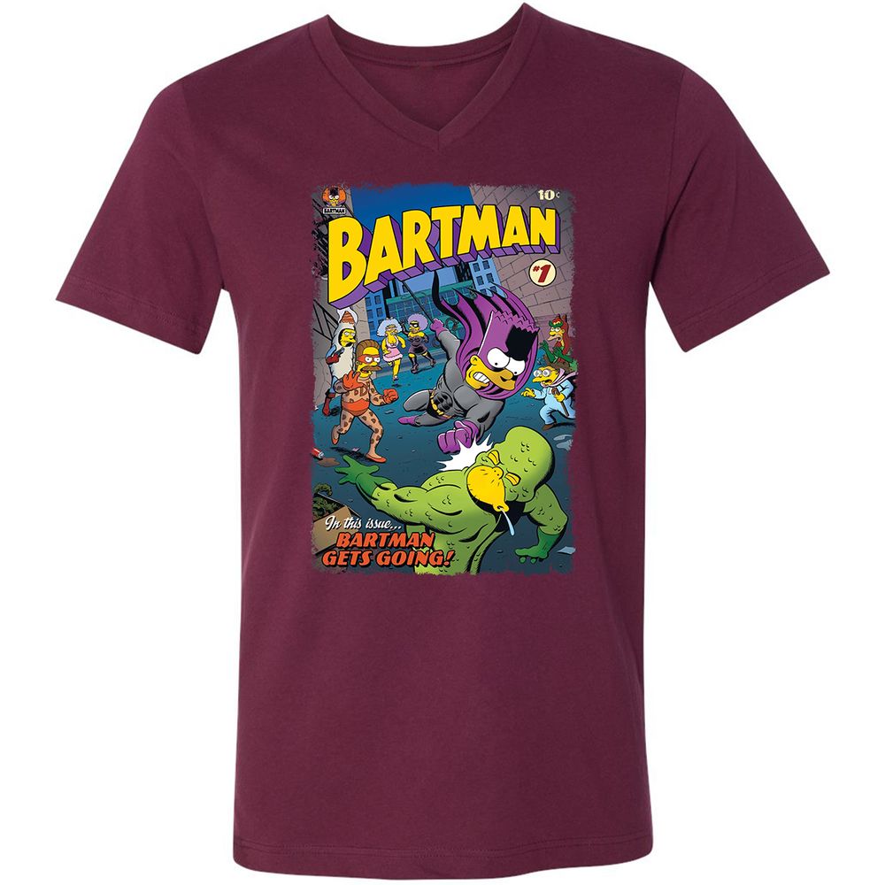 Unisex V-Neck T-Shirt - TBCQZPBR - Maroon - 6