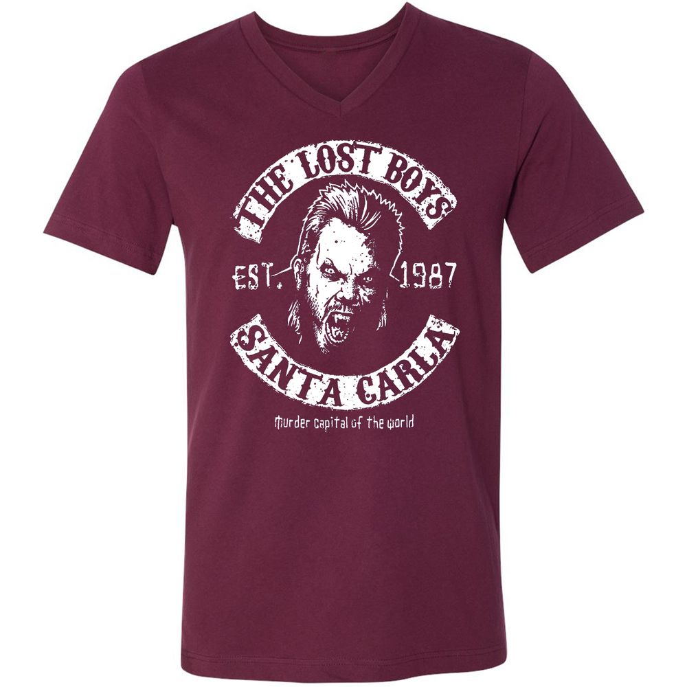 Unisex V-Neck T-Shirt - 3KN1HQJB - Maroon - 6