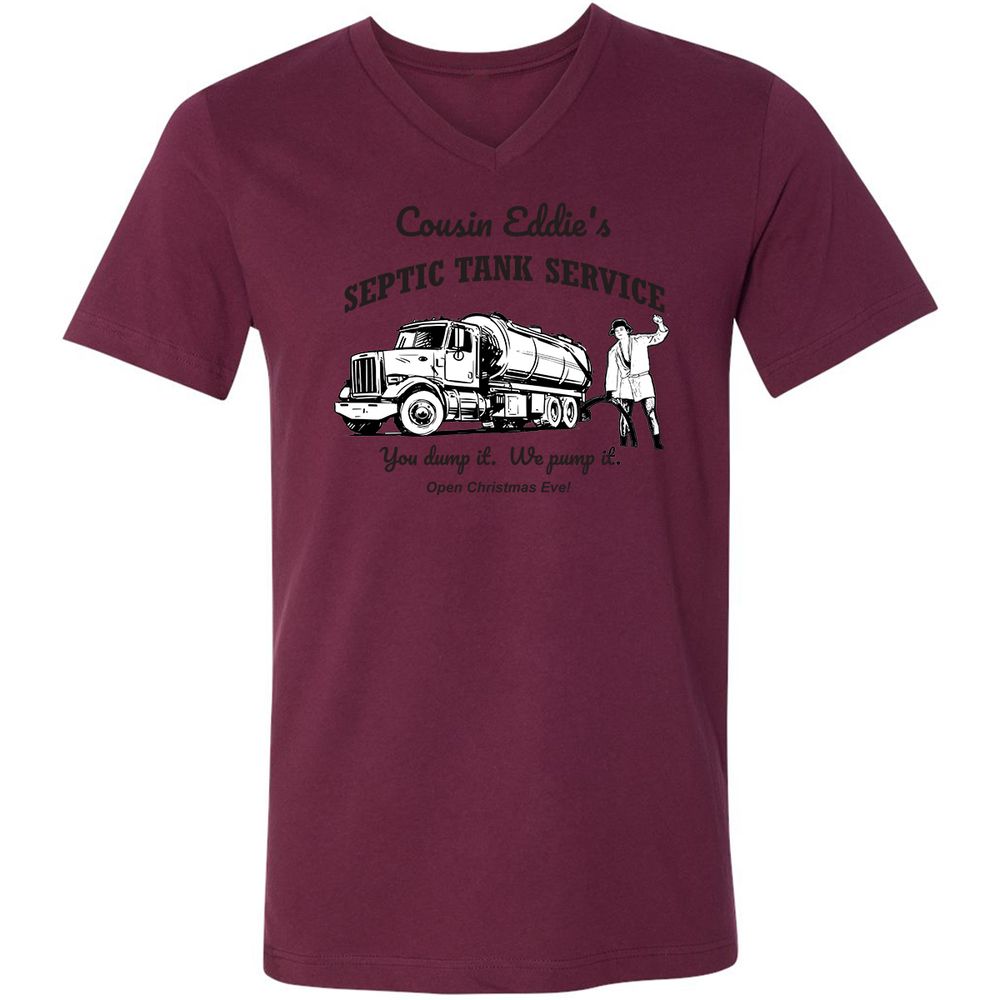 Unisex V-Neck T-Shirt - YZGLQSX7 - Maroon - 6