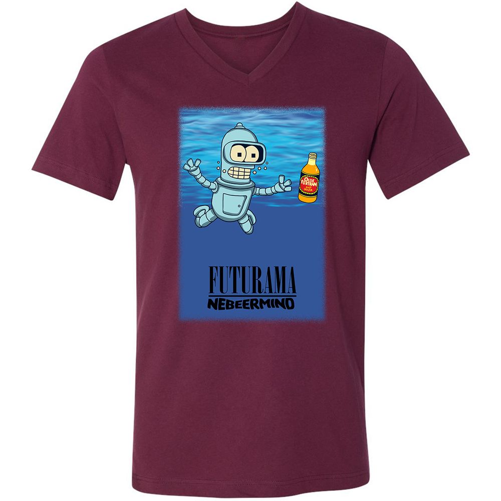 Unisex V-Neck T-Shirt - 737VUVMN - Maroon - 6
