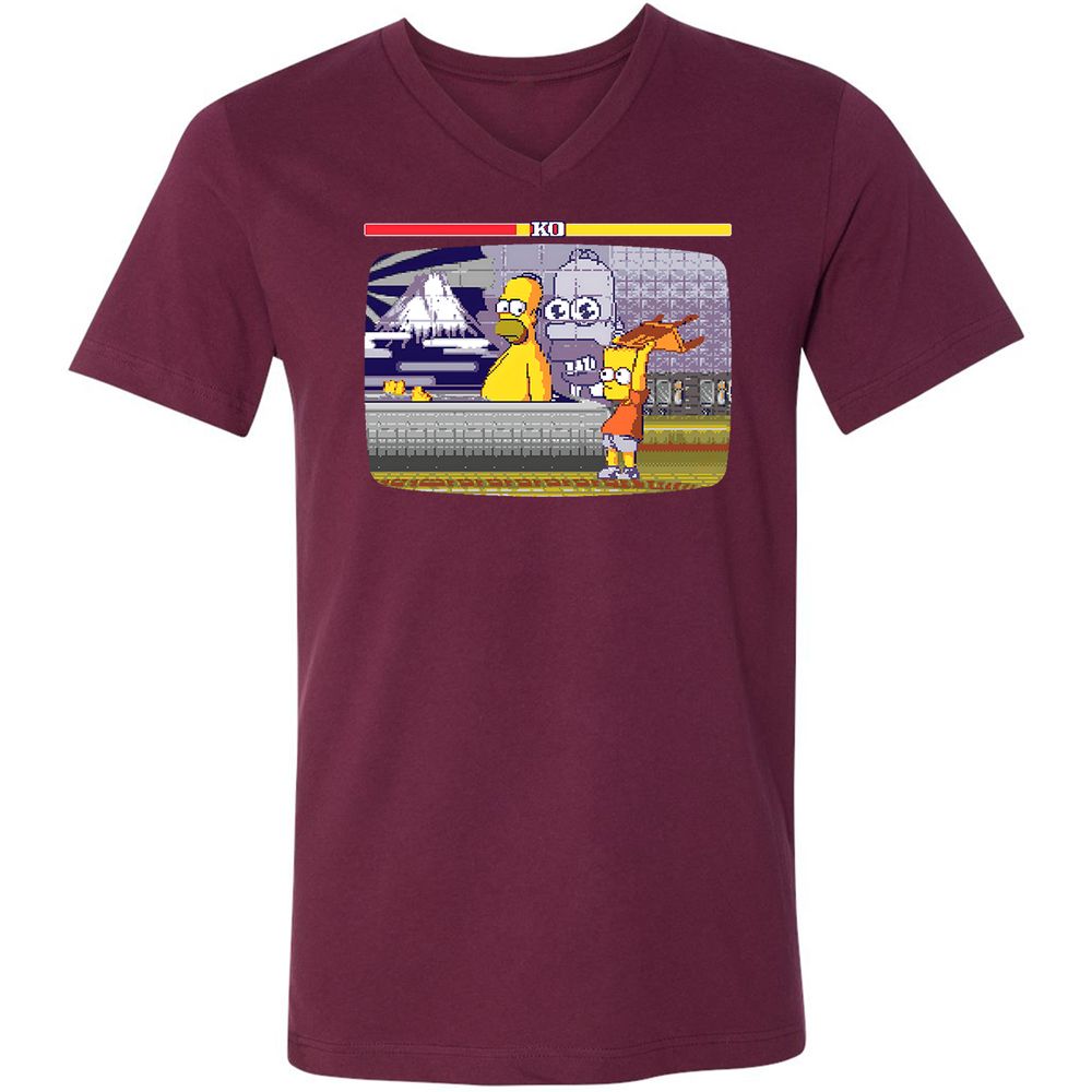 Unisex V-Neck T-Shirt - EF6UCR3M - Maroon - 6