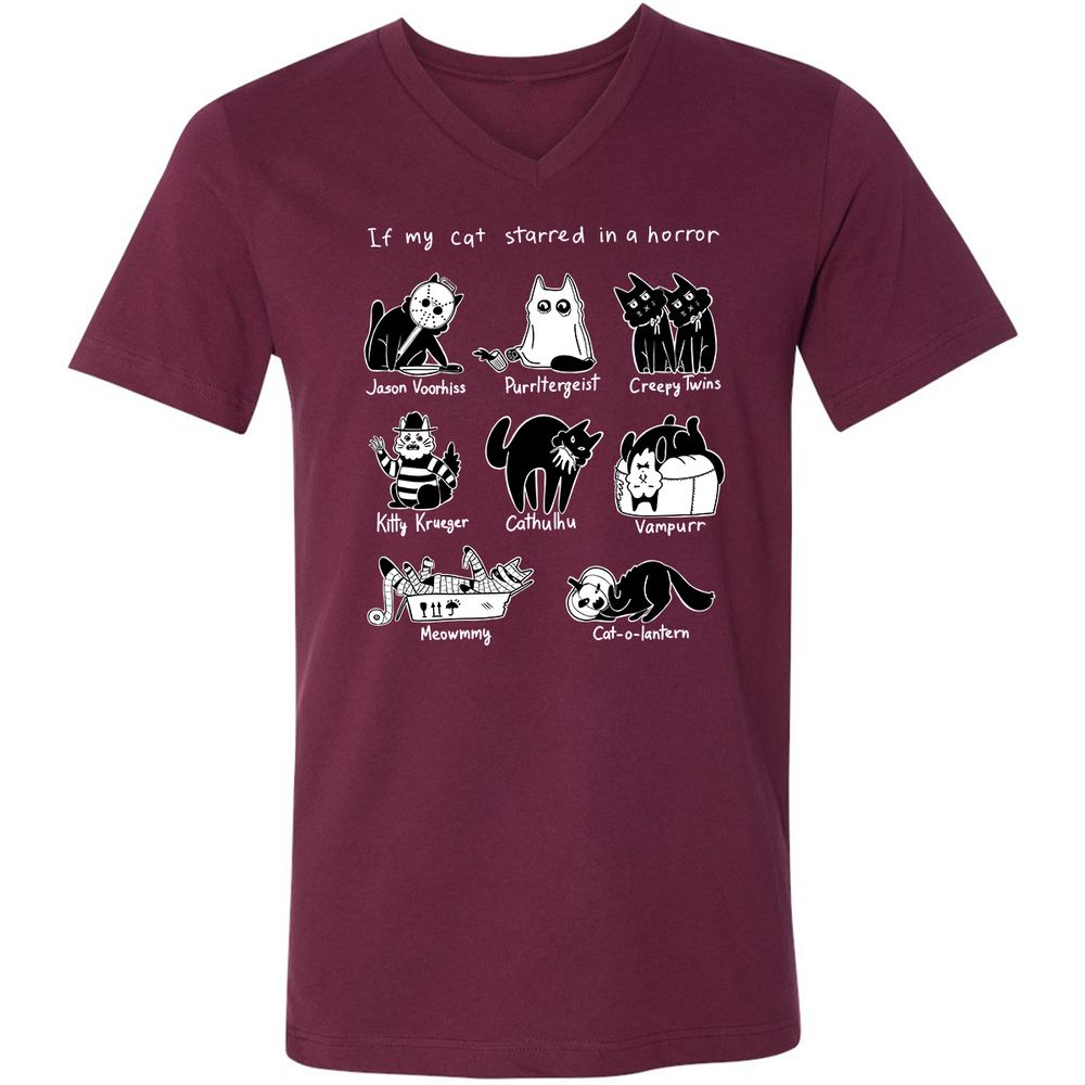 Unisex V-Neck T-Shirt - U3TK7NA8 - Maroon - 6