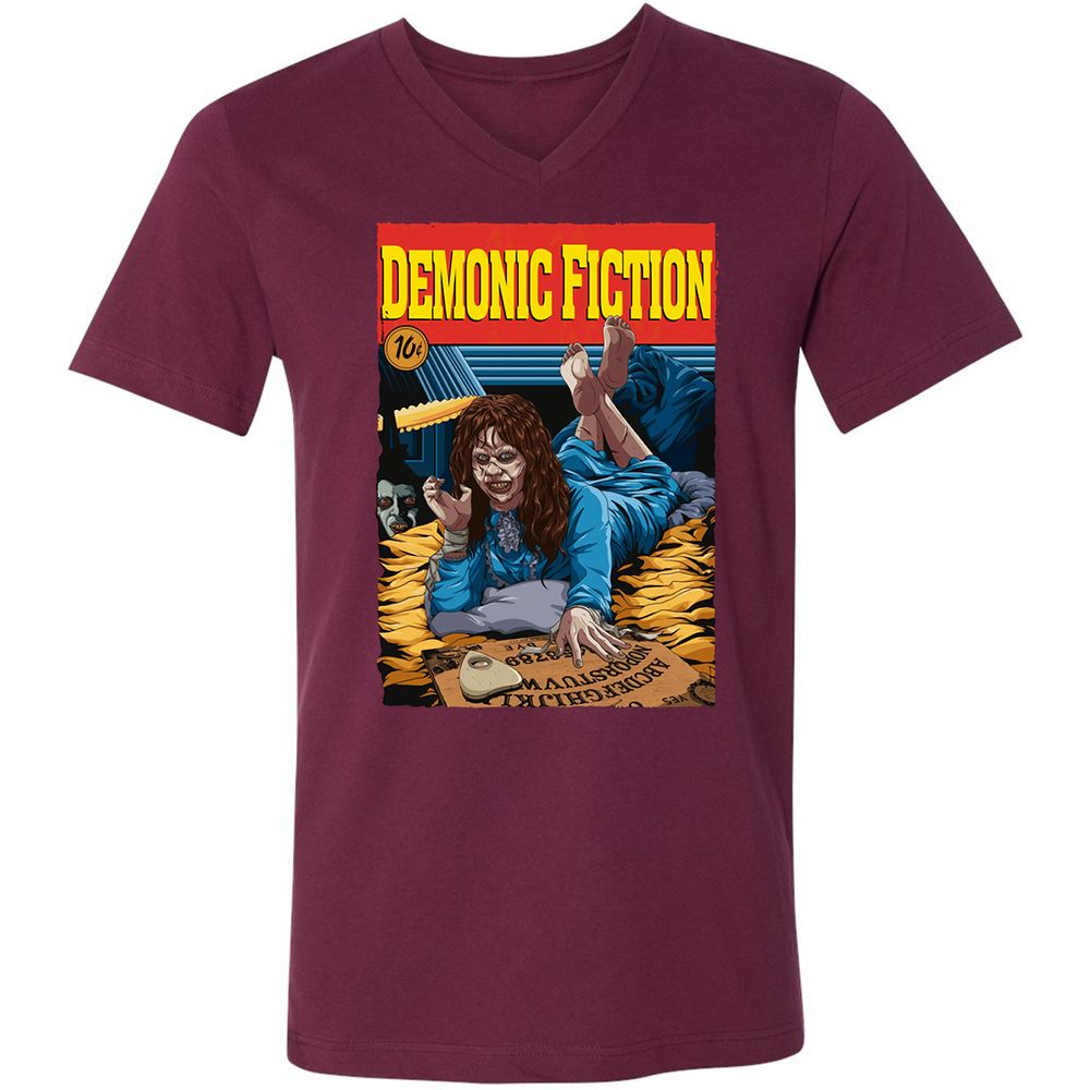 Unisex V-Neck T-Shirt - L3DKFL9Y - Maroon - 6