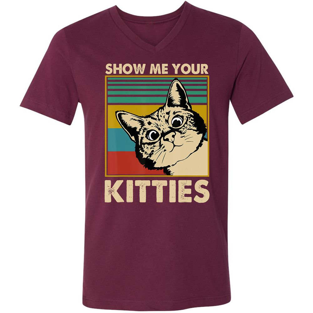 Unisex V-Neck T-Shirt - U6K3JDLX - Maroon - 6