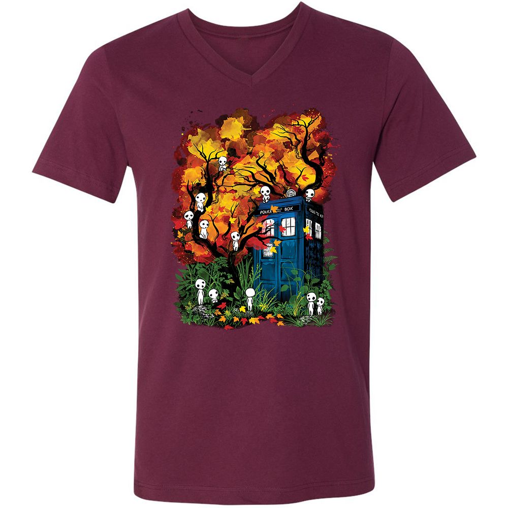 Unisex V-Neck T-Shirt - 57R19E23 - Maroon - 6