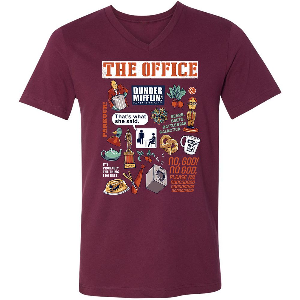 Unisex V-Neck T-Shirt - 3SD8TDVT - Maroon - 6