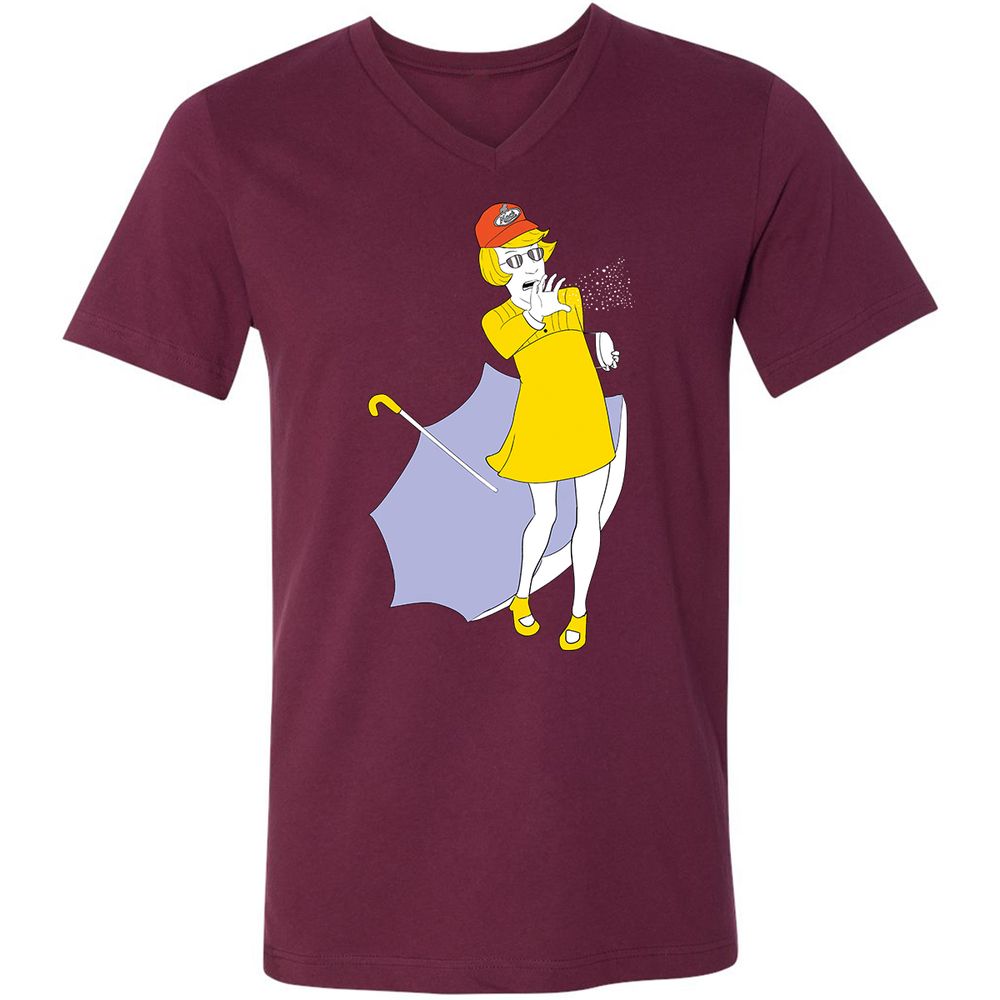 Unisex V-Neck T-Shirt - 5D4HQNTJ - Maroon - 6