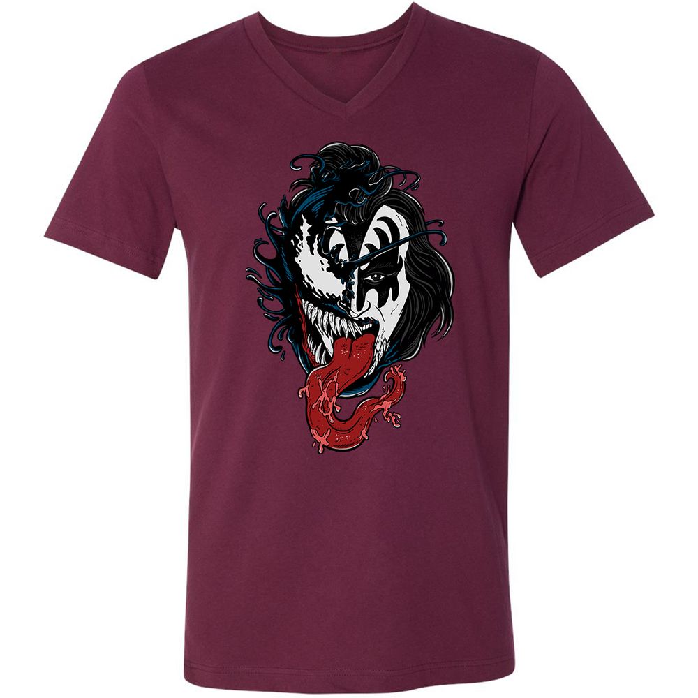 Unisex V-Neck T-Shirt - DZBSBAD1 - Maroon - 6