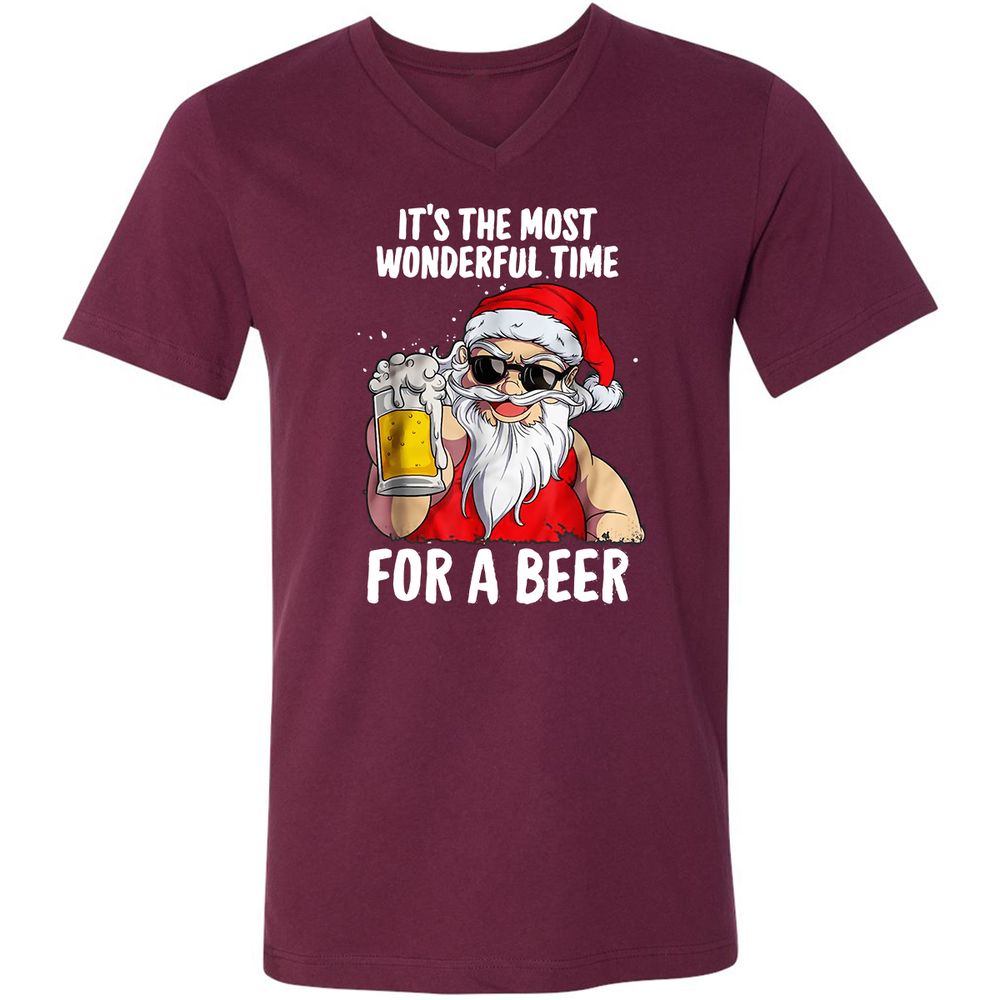 Unisex V-Neck T-Shirt - VCBRD3K8 - Maroon - 6