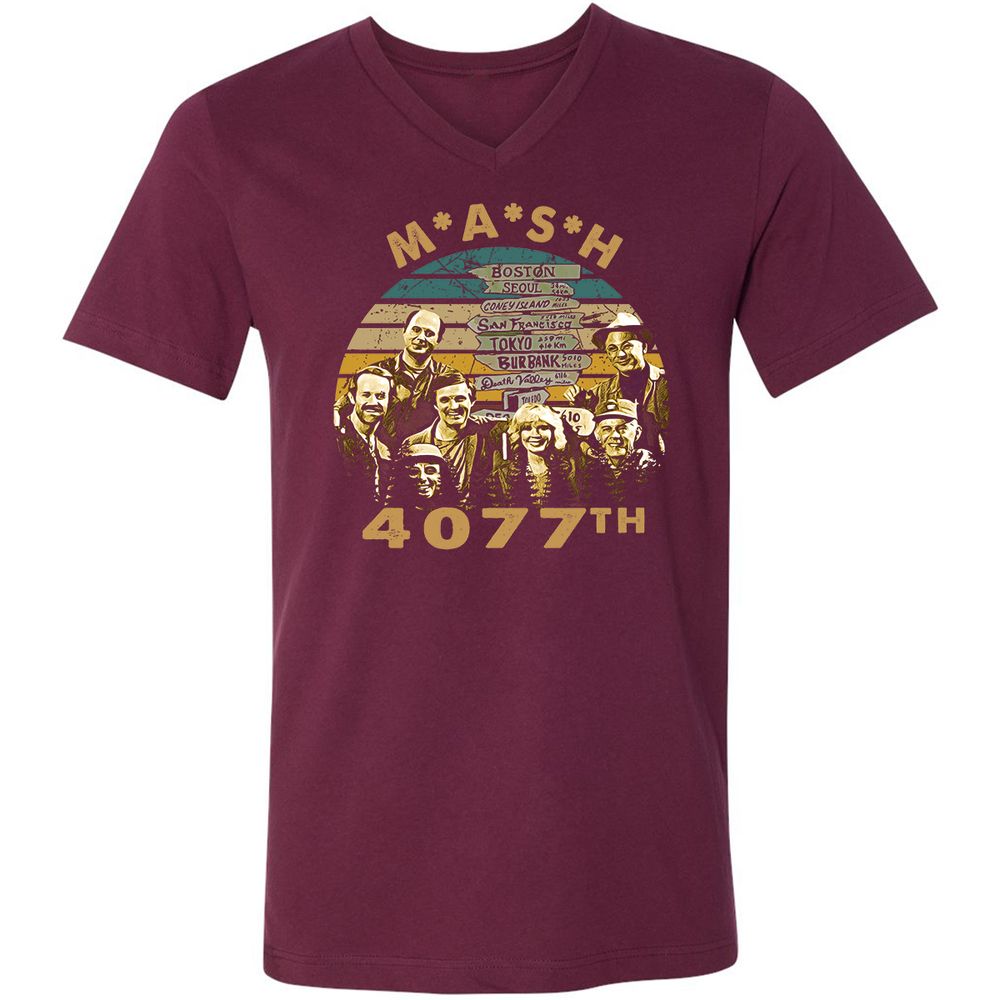 Unisex V-Neck T-Shirt - MB7NHGB7 - Maroon - 6