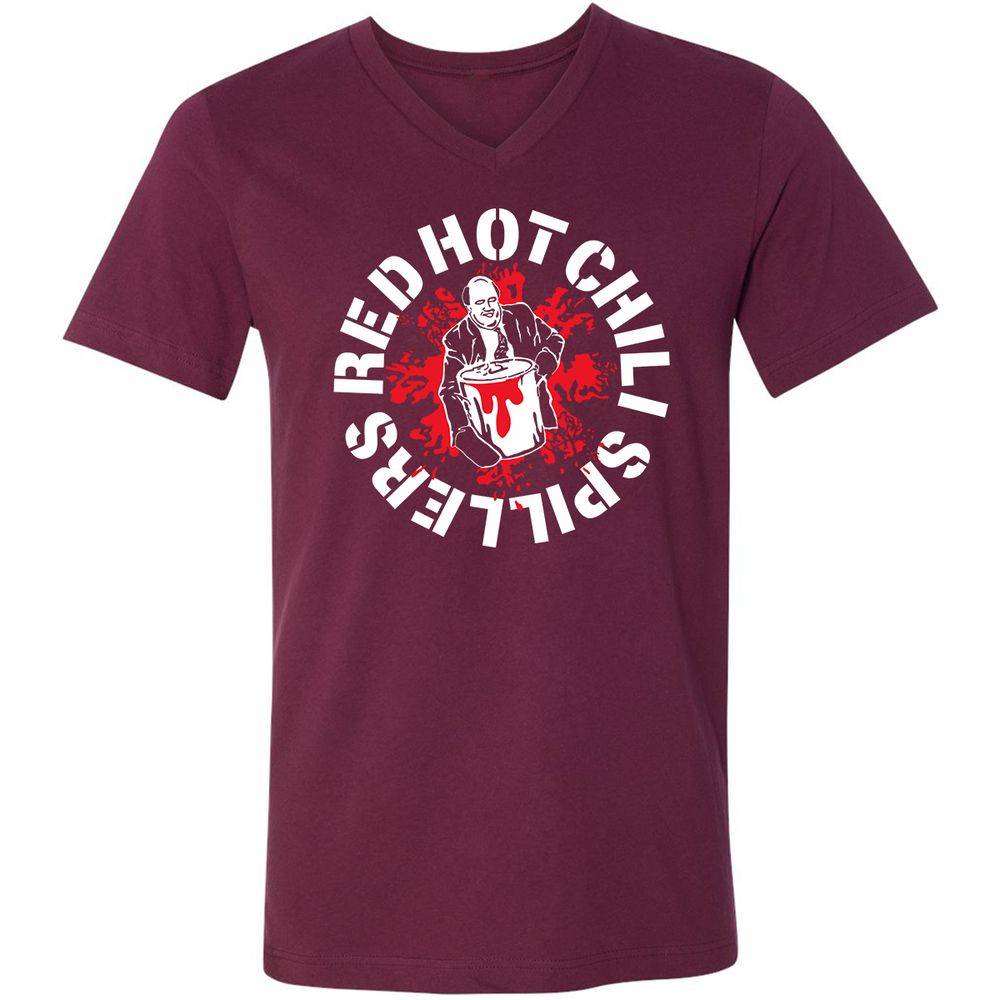 Unisex V-Neck T-Shirt - 8PHQ6CLJ - Maroon - 6