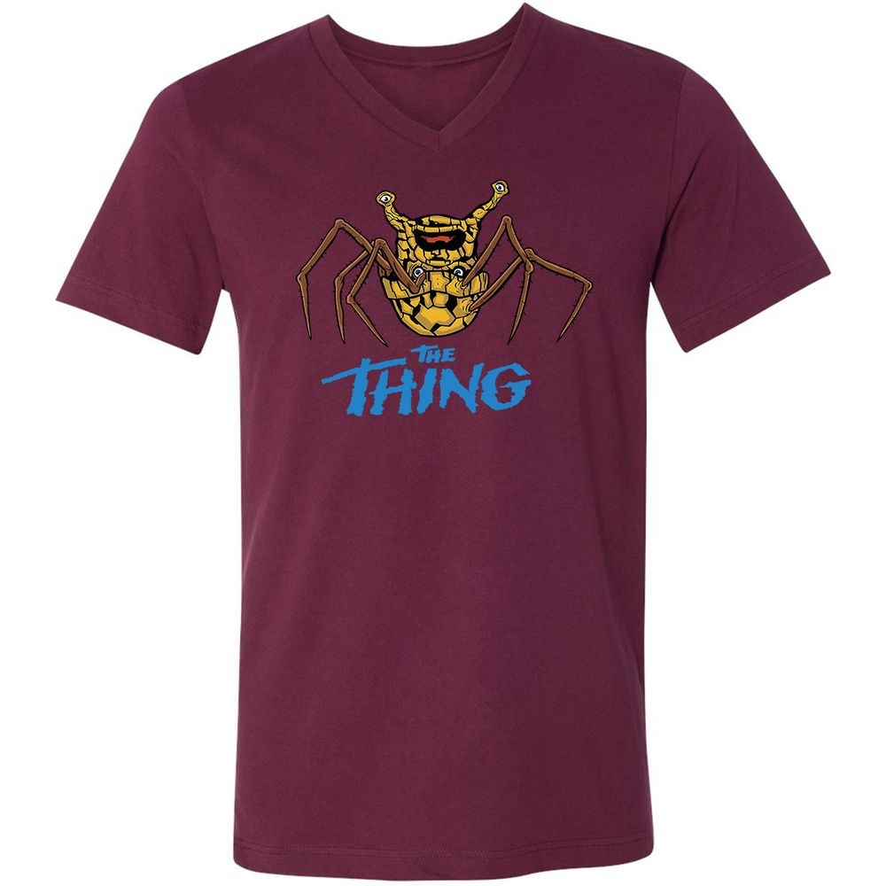 Unisex V-Neck T-Shirt - SXC7MQ79 - Maroon - 6