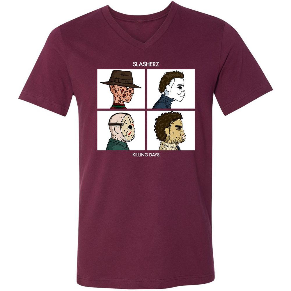 Unisex V-Neck T-Shirt - D9KU5CVK - Maroon - 6