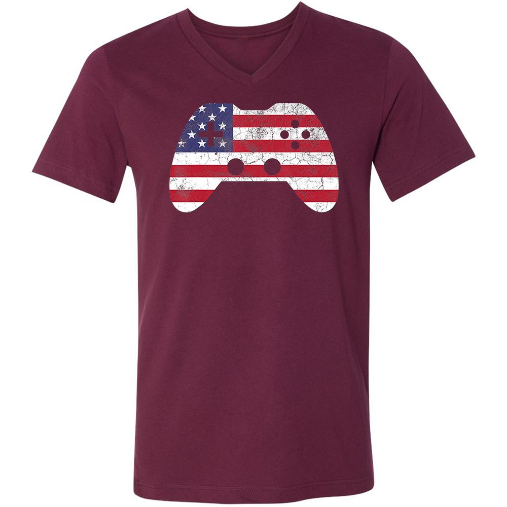 Unisex V-Neck T-Shirt - SKTKF55Q - Maroon - 6