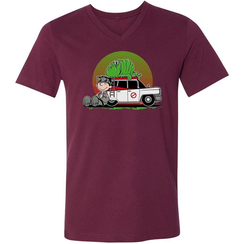 Unisex V-Neck T-Shirt - YYHXLGMF - Maroon - 6