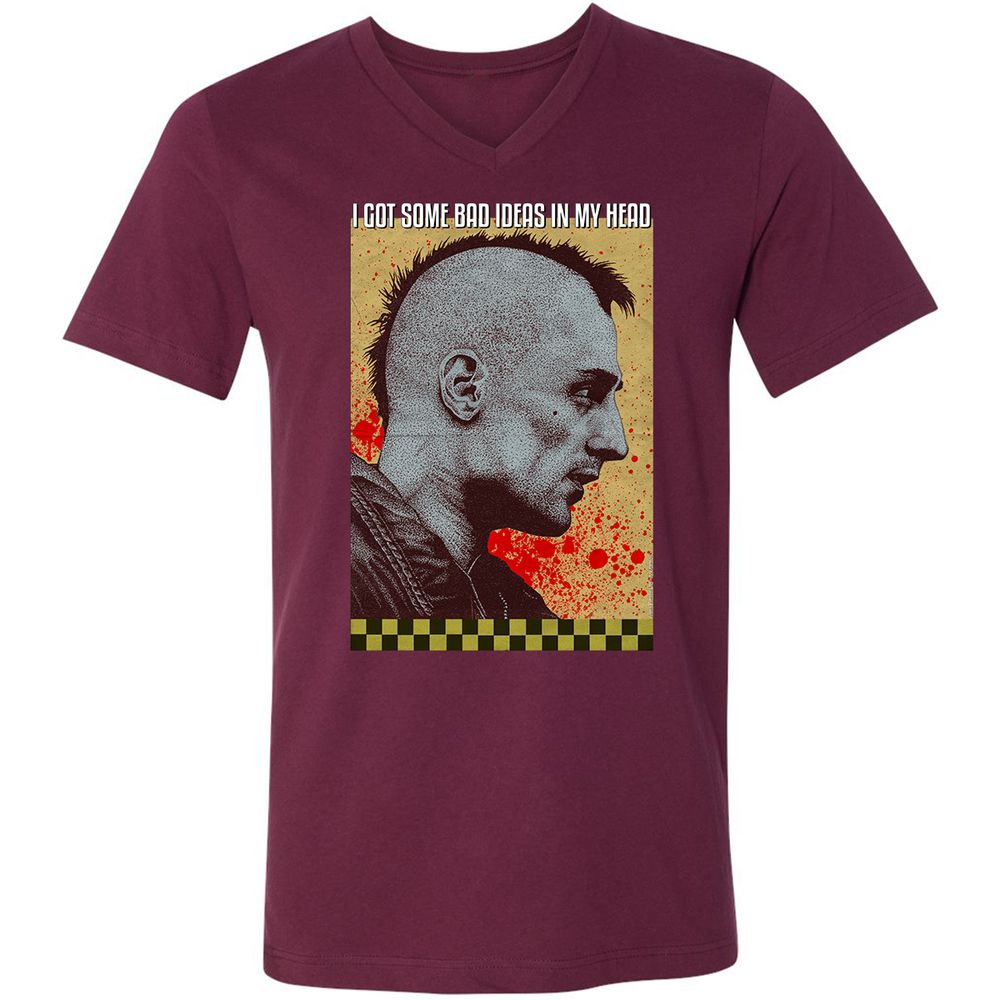 Unisex V-Neck T-Shirt - WHZK5HNE - Maroon - 6